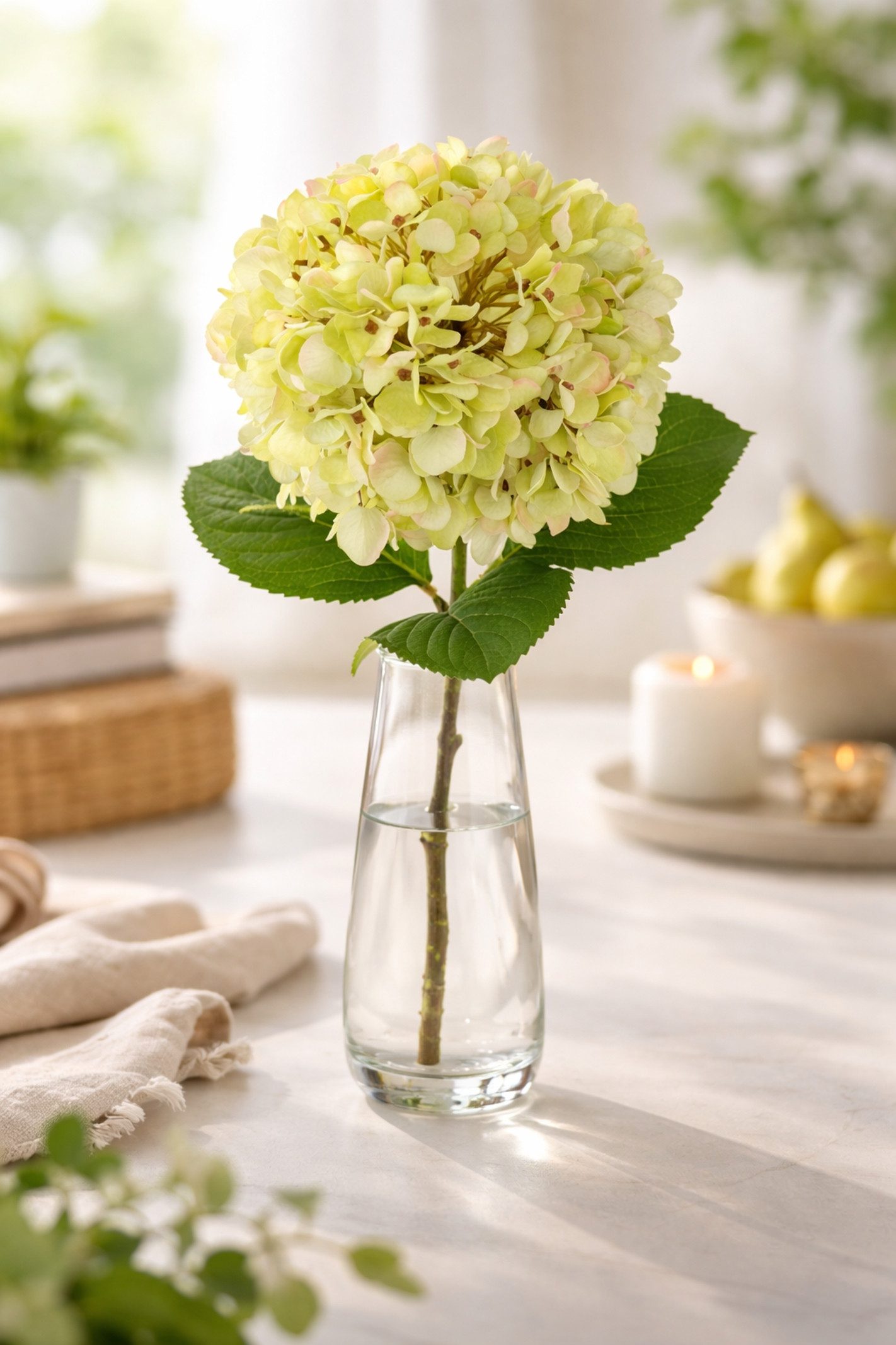 Kunstblume Künstliche Hortensie, I.GE.A., Höhe 47 cm, Einzelblume Stielblume Seidenblume Dekoblume für Vase, Hochzeit
