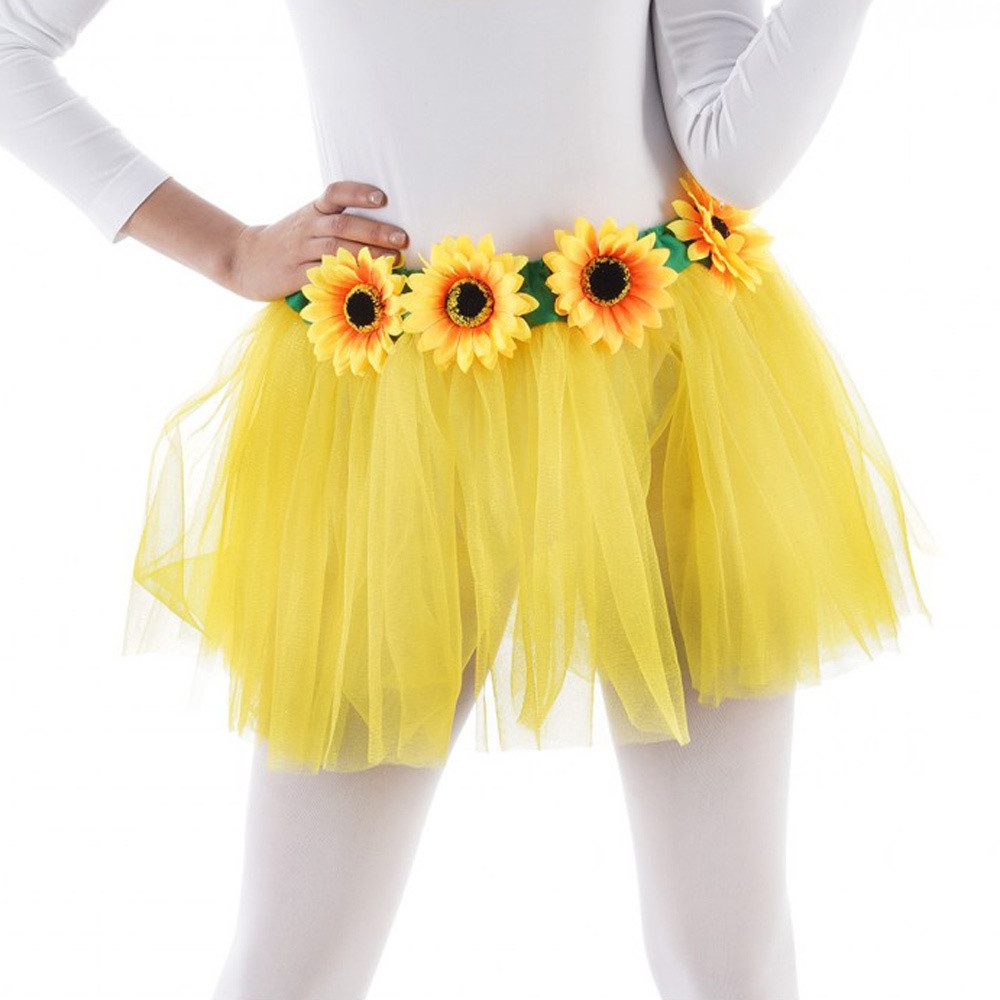 CHAKS Kostüm Tüll Rock mit Sonnenblumen - Gelb, Party Zubehör