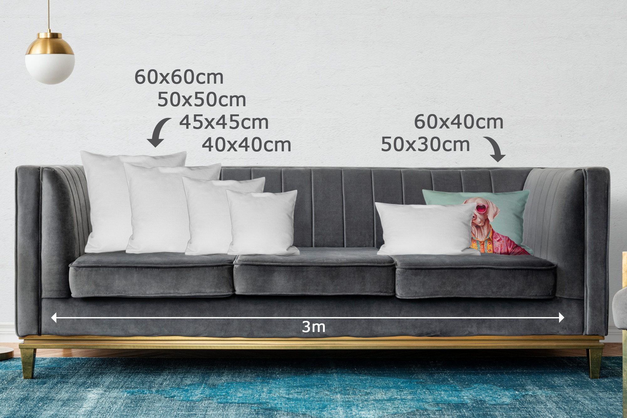 MuchoWow Dekokissen Hund - Hemd - Blumen - Brille, Dekoration, Zierkissen, Dekokissen mit Füllung, 60x40 cm