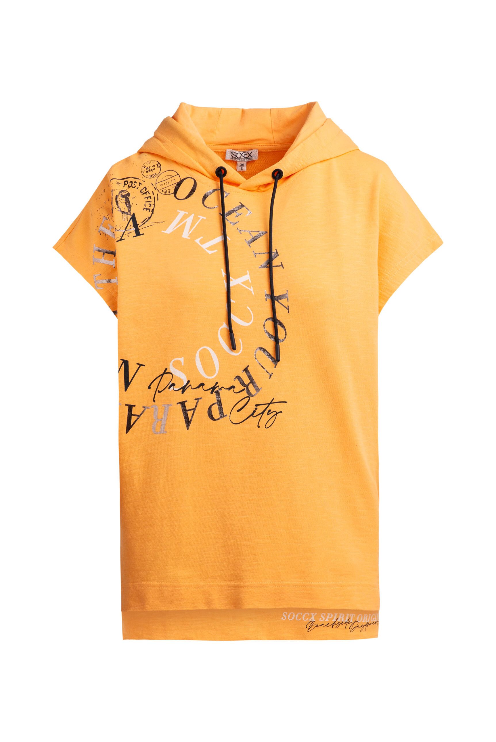 SOCCX Kapuzensweatshirt mit überschnittener Schulter & Seitenschlitze