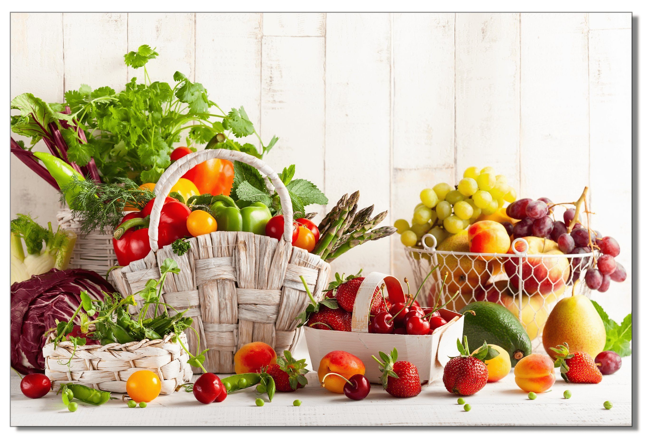 Victor (Zenith) Acrylglasbild Frisches Obst & Gemüse, Lebensmittel, in 40x60cm, Glasbilder Küche, Wanddeko, Küchenbild