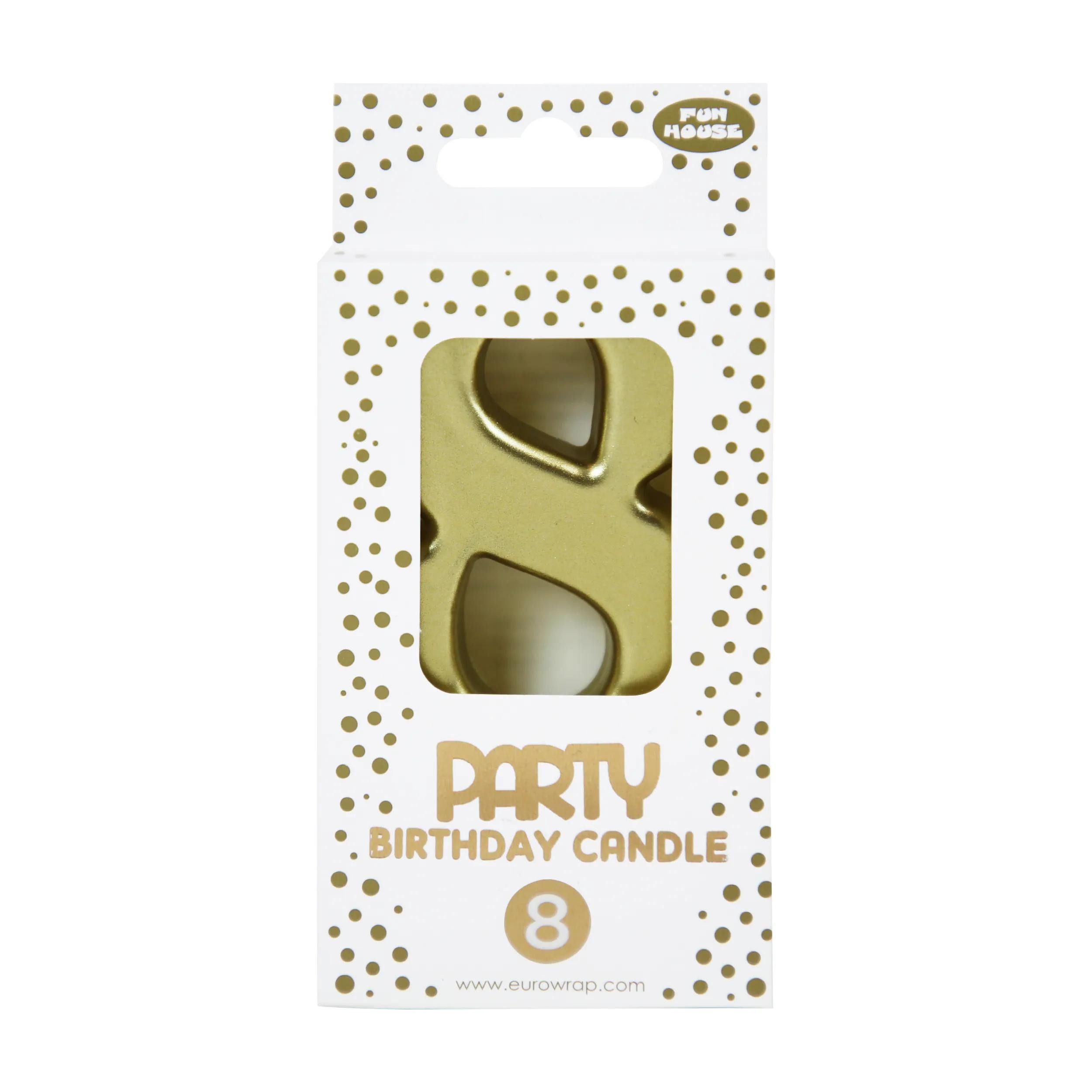 Kerzenhalter 6x Goldene Geburstagskerze 8 - 6,3x10,5 cm - Gold 33700-8C