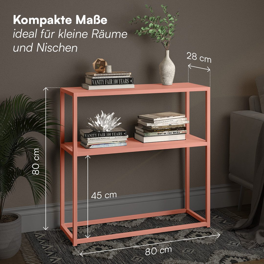 skølm Konsolentisch Skadi mit 2 Ablageflächen (terrakotta, Metallregal, bis 20kg belastbar), Konsolentisch, höhenverstellbare Füße, 80x28x80 cm – Bild 4 von 5