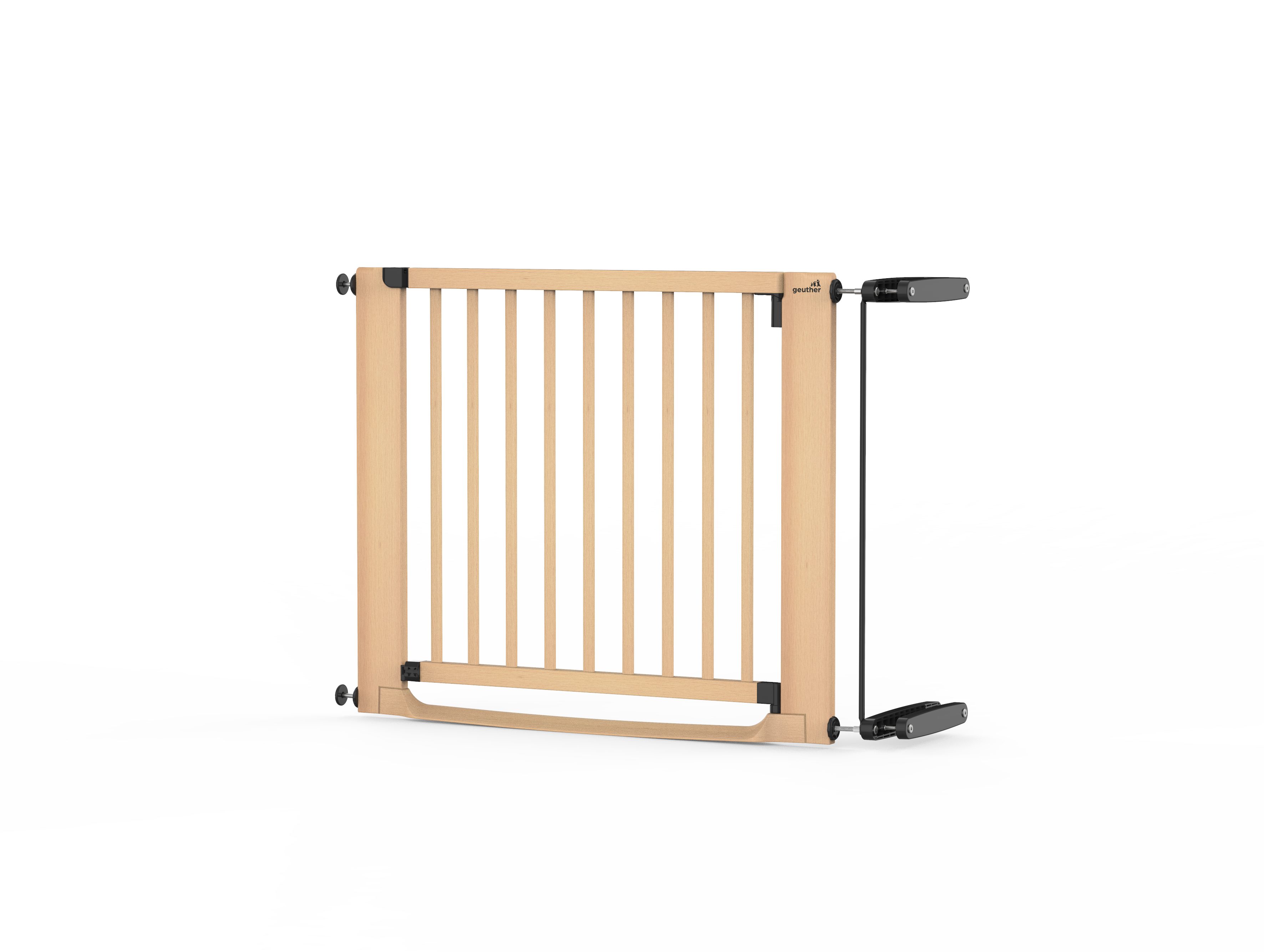 Geuther Treppenschutzgitter Easylock Flatstep Holz 71–133 cm, inkl. Zusatzklemme, ohne Bohren, Treppenschutzgitter