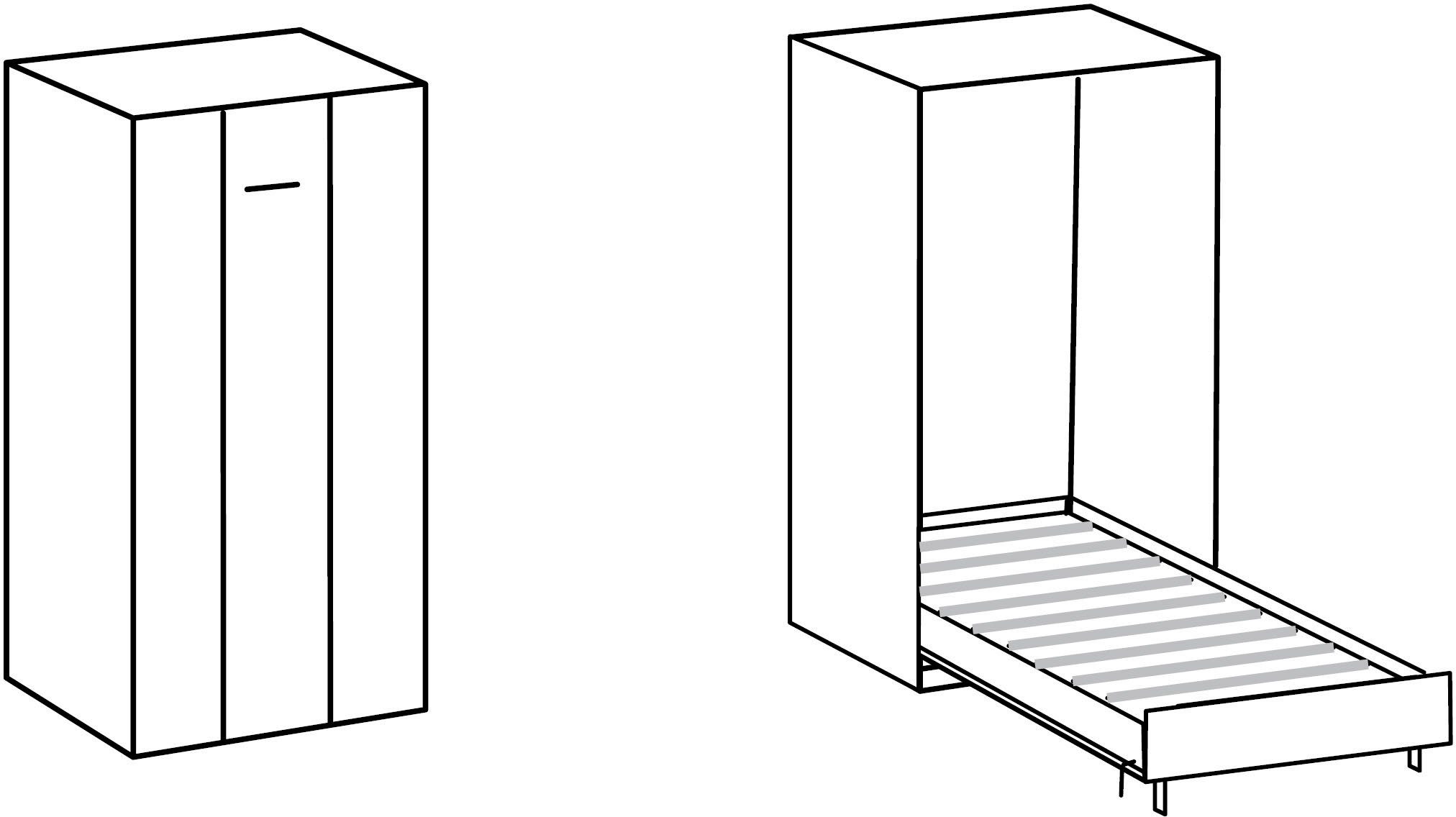 Wimex Schrankbett Juist Schrankklappbett Gästebett vertikal klappbar, 3 Liegeflächen, mit Lattenrost, Made in Germany. Reduzierter Preis € 969,99. Unverbindliche Preisempfehlung € 1.385,00