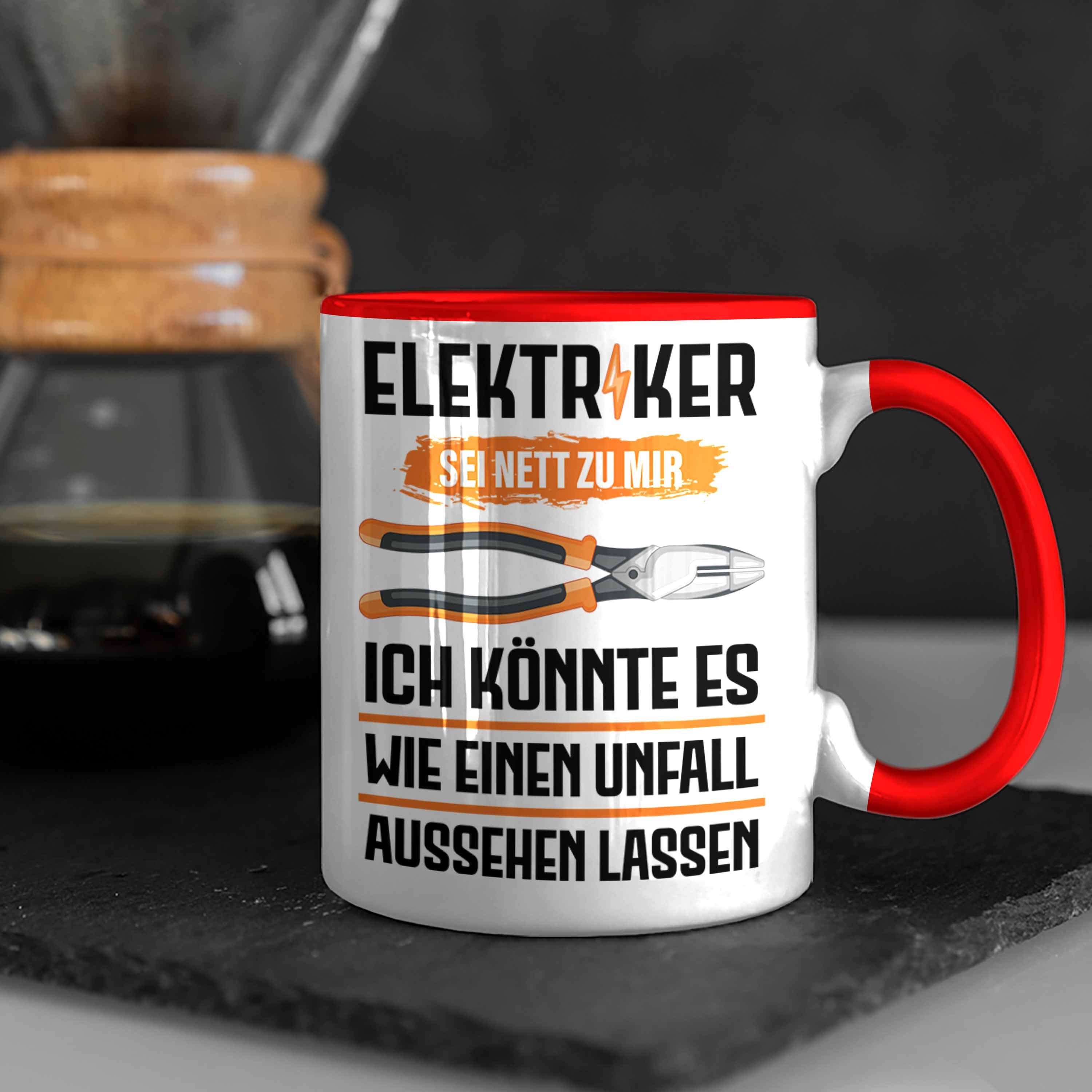 Trendation Trendation Lustig Elektriker Männer - Kaffeebecher Tasse Rot Geschenke Tasse Spruch Geschenk Gadget