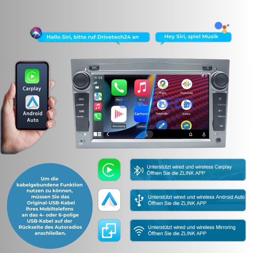 GABITECH 7 Zoll Autoradio Navi für Opel Corsa Antara Astra Vectra Antara Zafira Autoradio (FM / AM-Radio, RDS, DAB+ Optional, Android 13 Drahtlos Carplay und Android Auto. 4GB RAM 64GB ROM 8-Core)