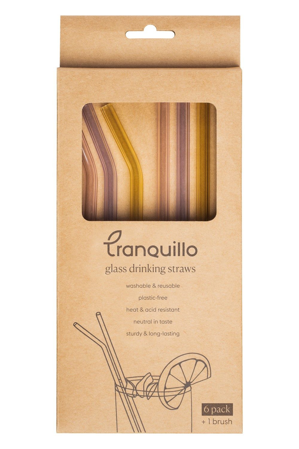 Tranquillo Trinkhalme 6ER SET GLAS, Unsere Geschenkverpackung ist FSC zertifiziert und frei von Plastik.