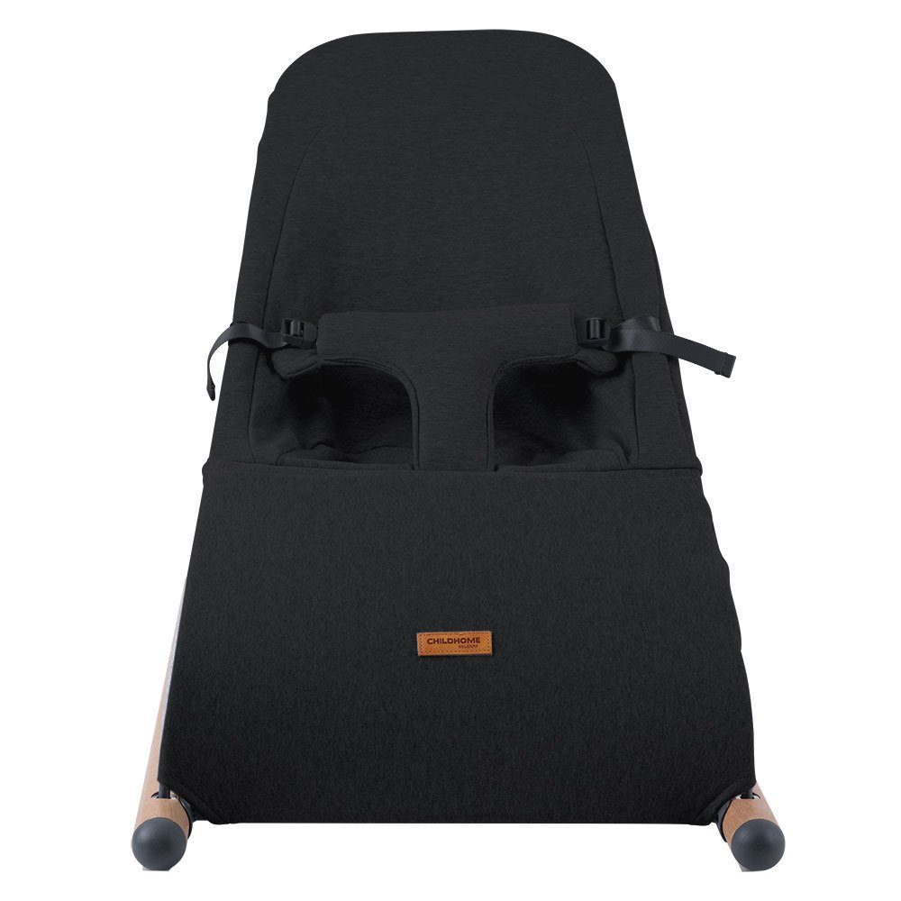 CHILDHOME Babywippe, Babywippe Schaukelstuhl Säugling Babyschaukel Holz Stahl schwarz