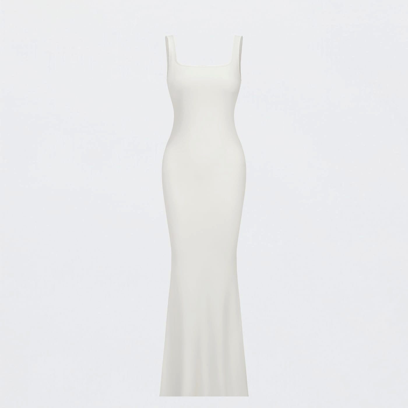 cfab (creamy fabrics) Jerseykleid Ribbed Tank Top Maxikleid-Snow White-L (1-tlg)