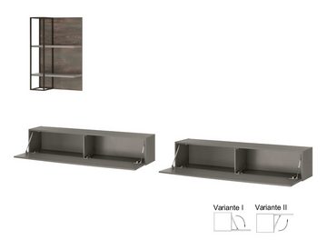 Furn.Design Wohnwand Piano, (Wohnzimmer Set in grau mit Thermo Eiche, 3-St., 300 x 180 cm), mit Soft-Close