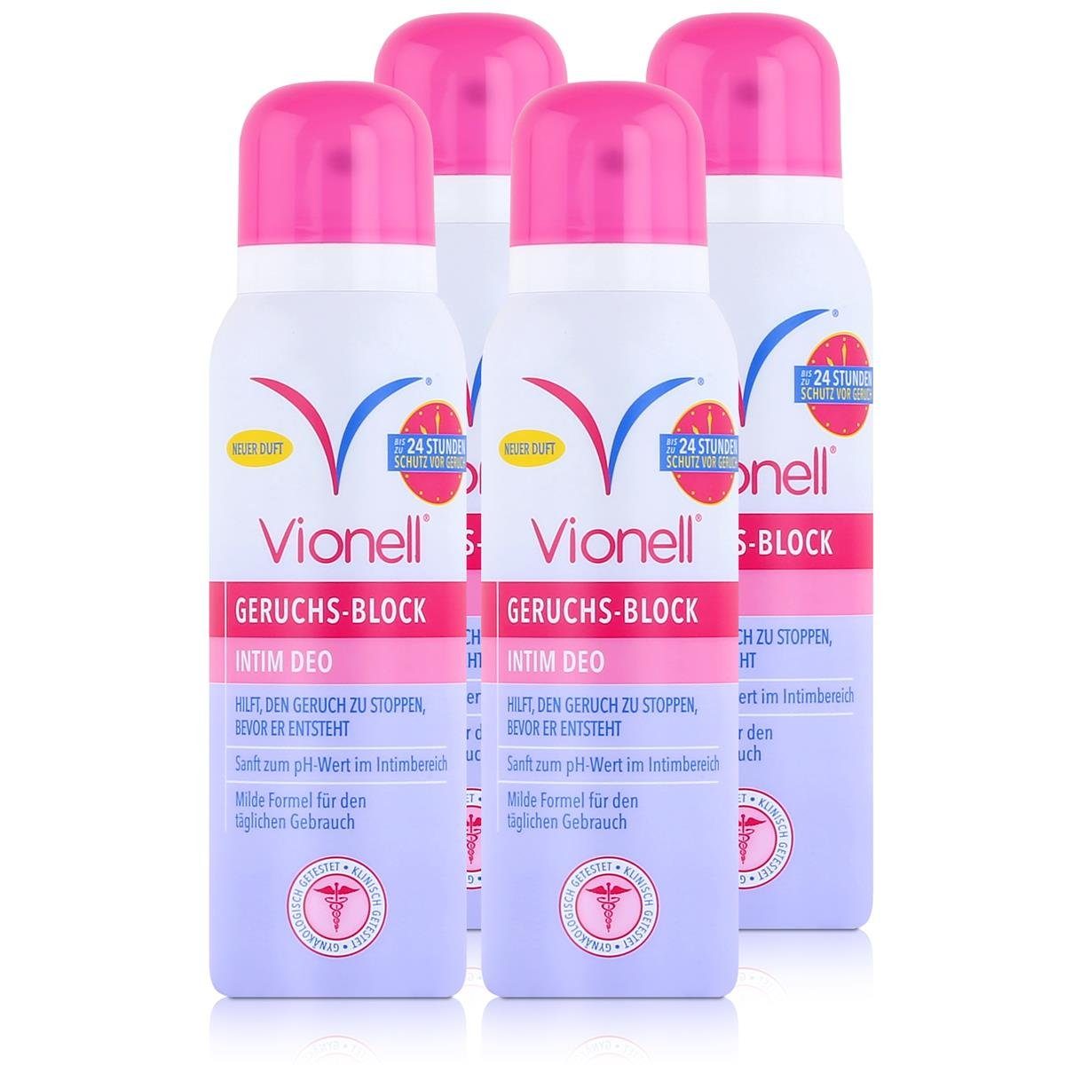 Vionell Deo-Stift Vionell Geruchs-Block Intim Deo 125ml - Sanft im Intimbereich (4er Pac