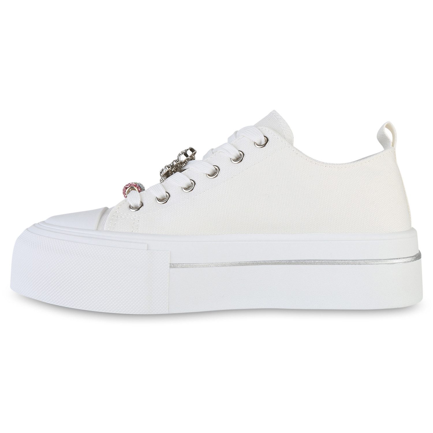 VAN HILL 841715 Plateausneaker Damen Plateau Sneaker Schnürer Strass Zierpe günstig online kaufen