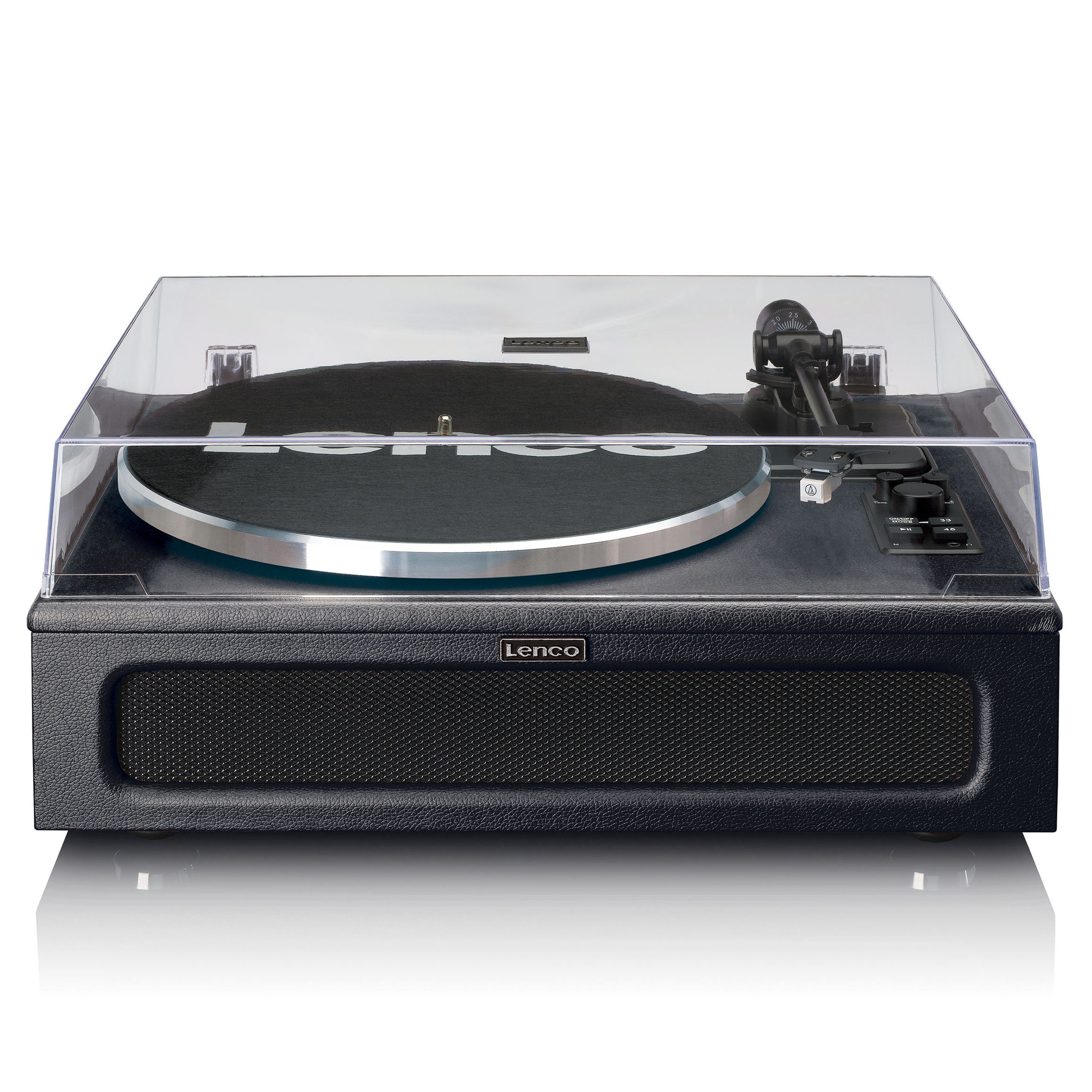 Lenco LS-430BK Plattenspieler (Riemenantrieb, Bluetooth, Schallplattenspieler mit Lautsprecher, Bluetooth 5.0 inkl. Staubschutz)