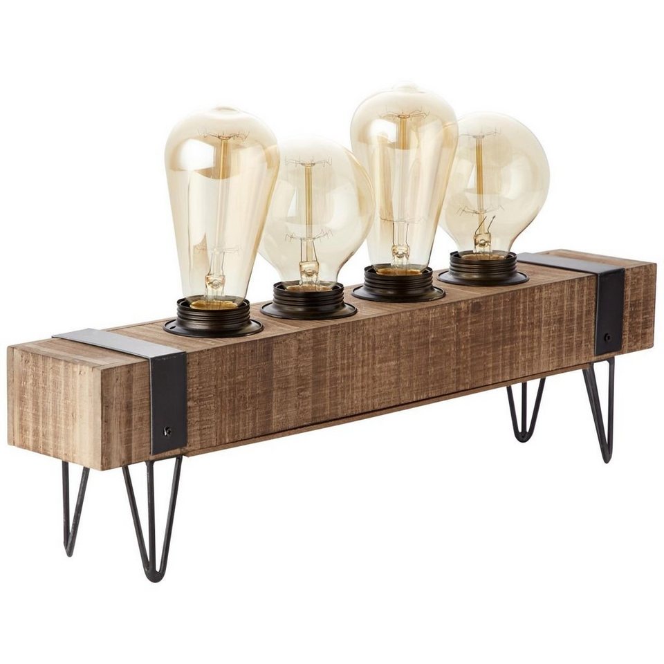 Brilliant Tischleuchte Woodhill, Lampe Woodhill Tischleuchte 4flg antik/ schwarz 4x A60, E27, 30W, gee