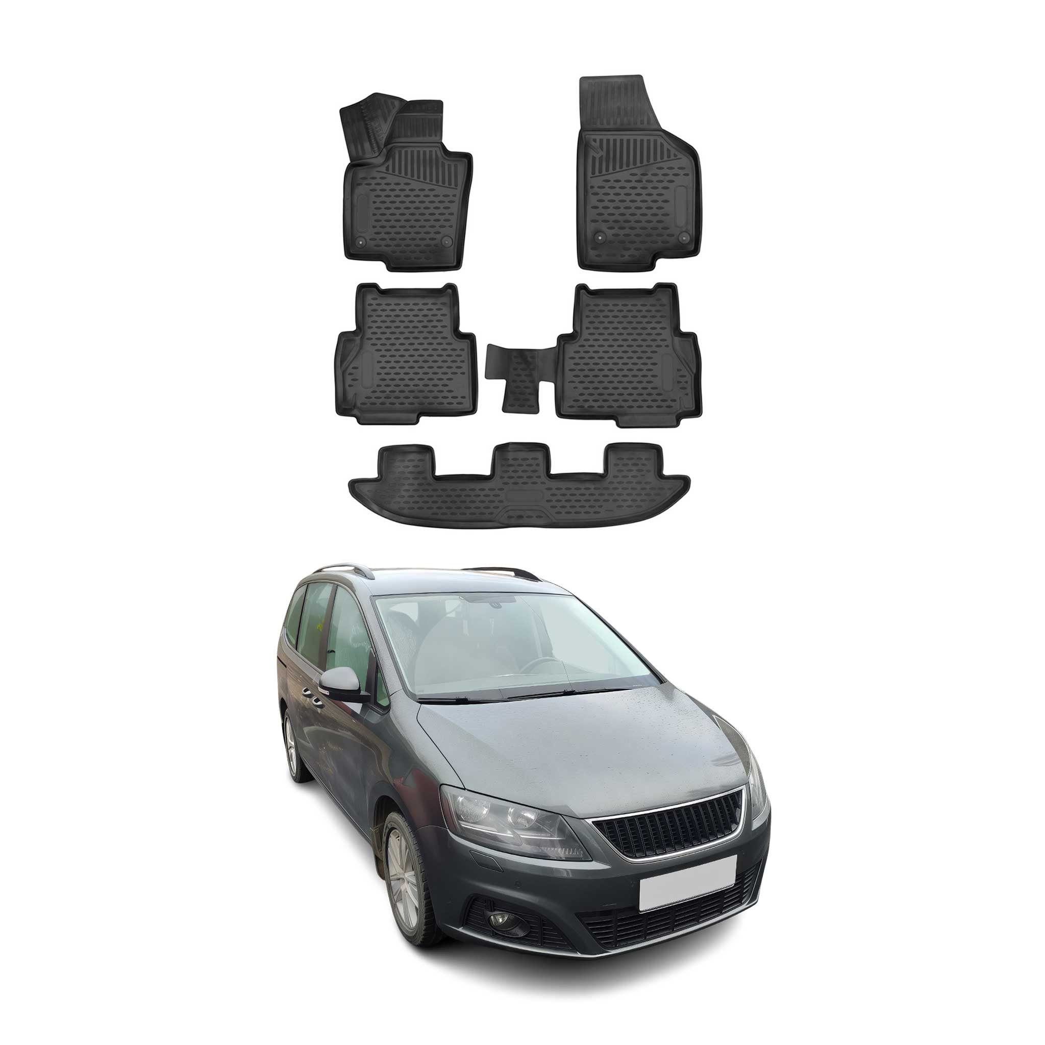OMAC Auto-Fußmatten für Seat Alhambra 2010-2015 Schwarz TPE Automatten (5 St), für Seat Alhambra 2010-2015 Seat Alhambra 2010-2015, Antirutsch,Wasserfest,Einfache Installation
