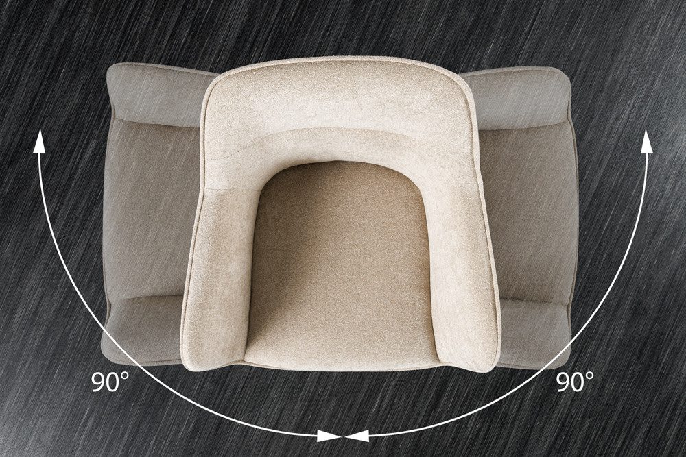 riess-ambiente Polsterstuhl VERONA champagner beige – Samt & Strukturstoff, mit Armlehne, Metall (Einzelartikel, 1 St), 180° drehbar mit Auto-Return-Funktion –  – Bild 4 von 5