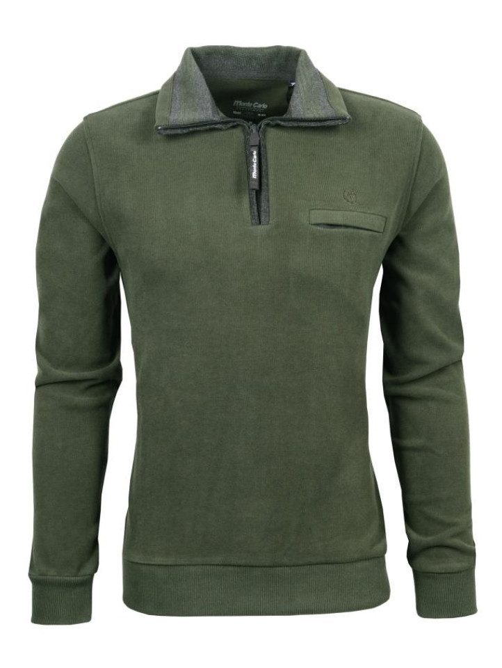 Mode Monte Carlo Sweatshirt Sweat-Shirt Troyer Zip Flaschengrün