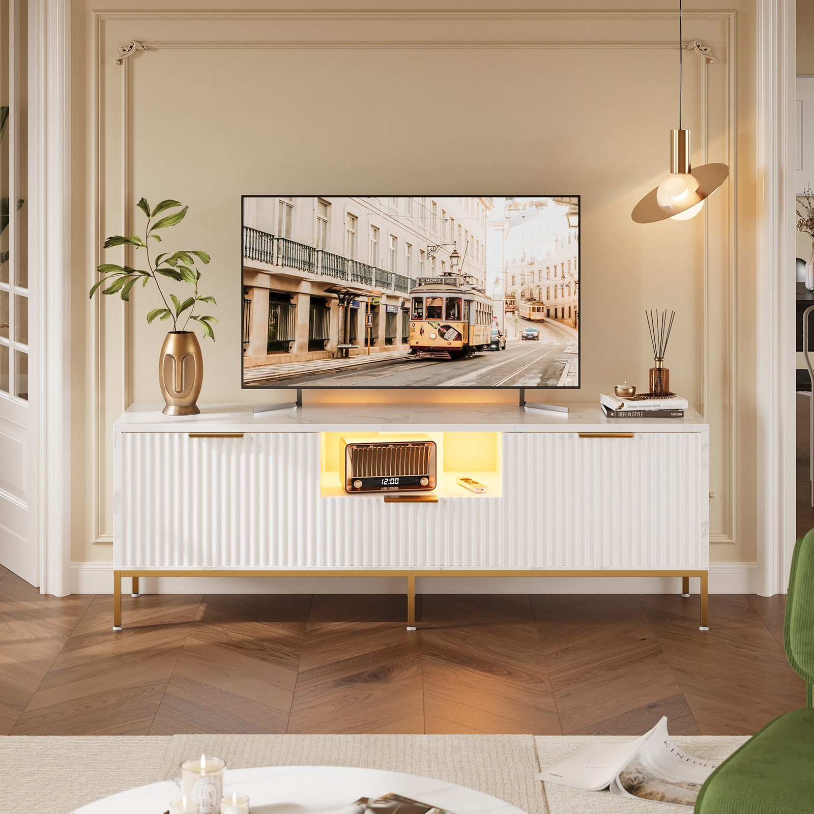 Bestier TV-Schrank TV-Schrank Lowboard für 65 Zoll & kleinere TVs, 144.8 x günstig online kaufen