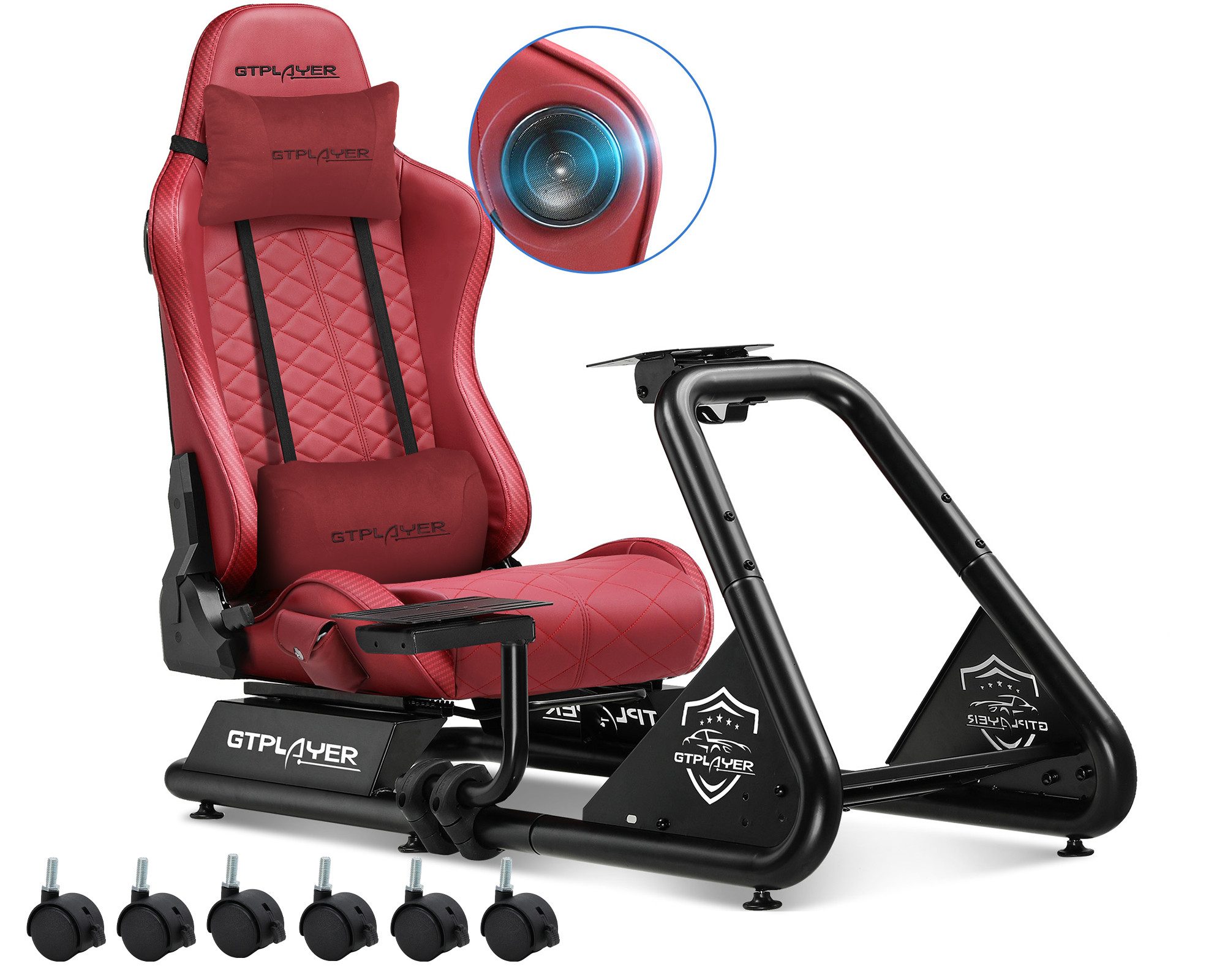 GTPLAYER Simulator Cockpit, sim racing cockpit racing wheel stand Controller (mit Bluetooth-Lautsprecher und Pedalablage)
