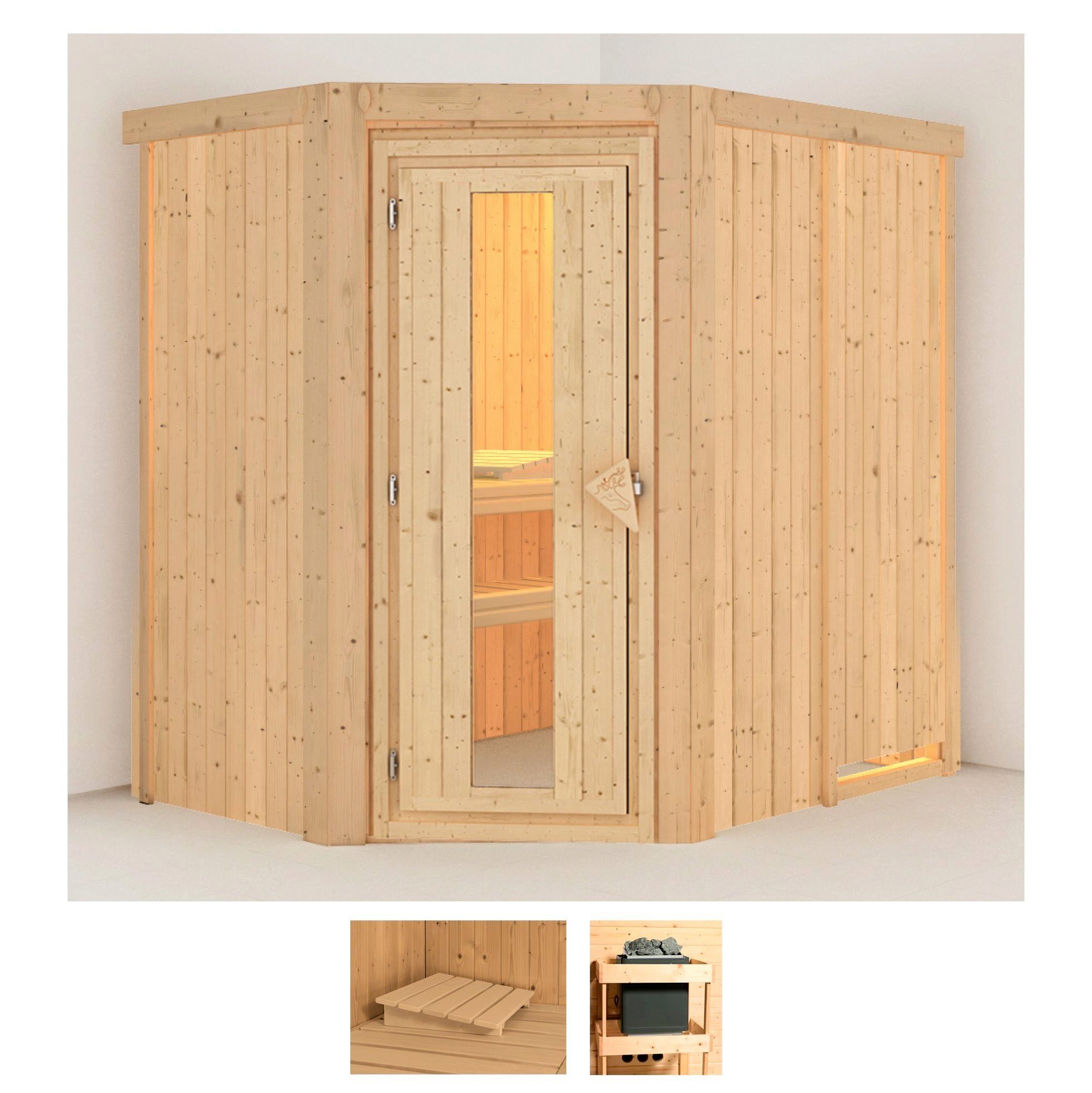 Karibu Sauna Clara, BxTxH: 151 x 196 x 198 cm, 68 mm, (Set) ohne Ofen