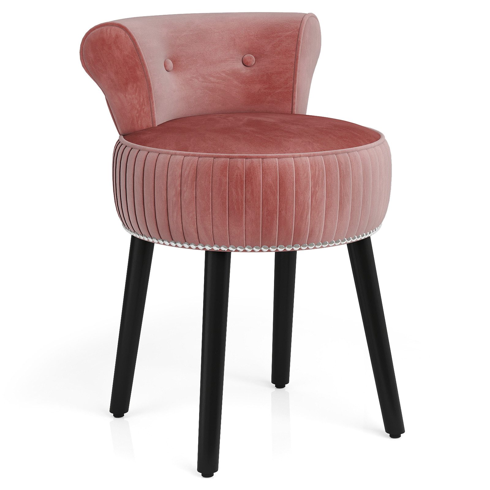 COSTWAY Sitzhocker, Samt Schminkhocker mit Lehne gepolstert Holz