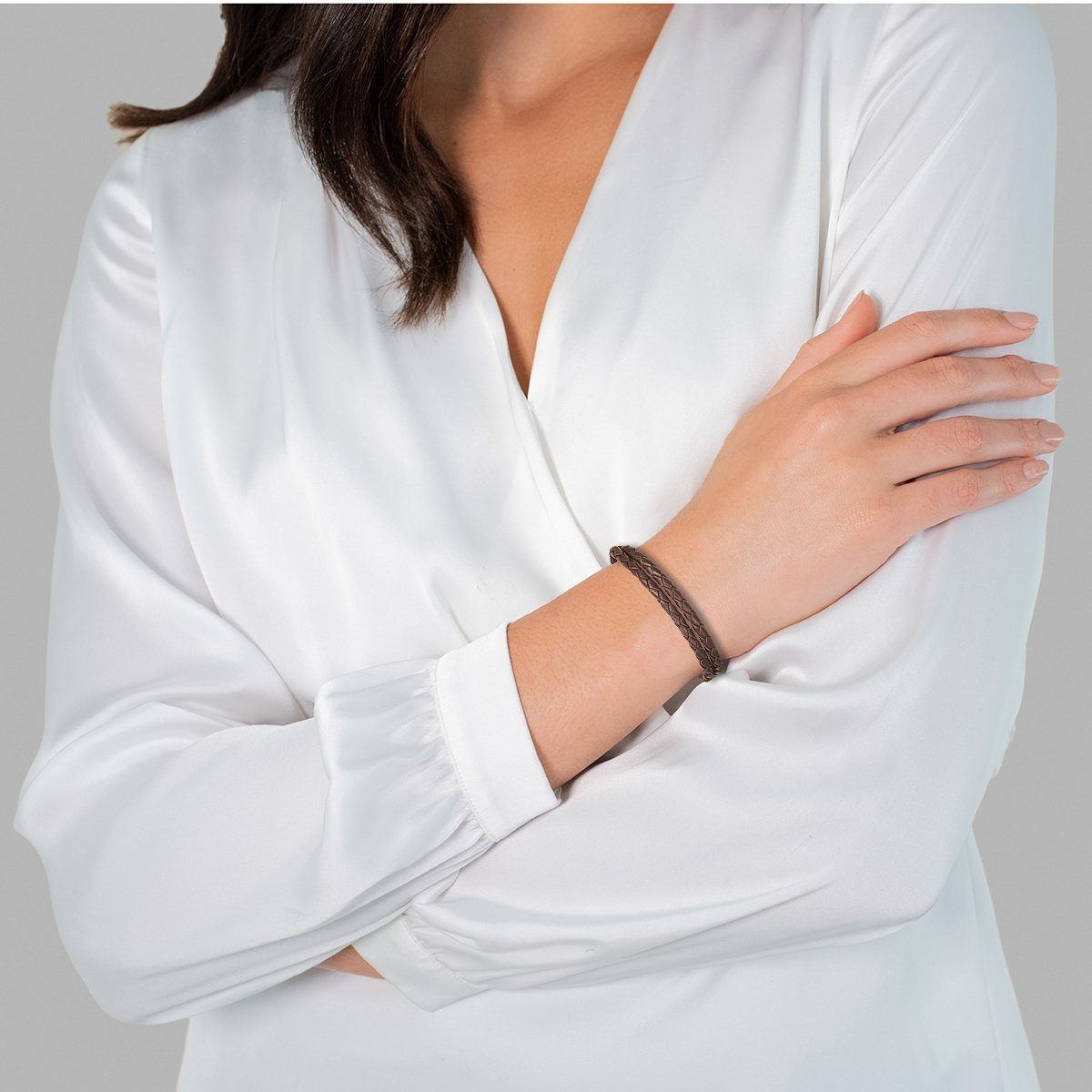 Rafaela Donata Lederarmband Lederarmband aus Echtleder, in dunkelbraun, für Damen und Herren – Bild 2 von 3