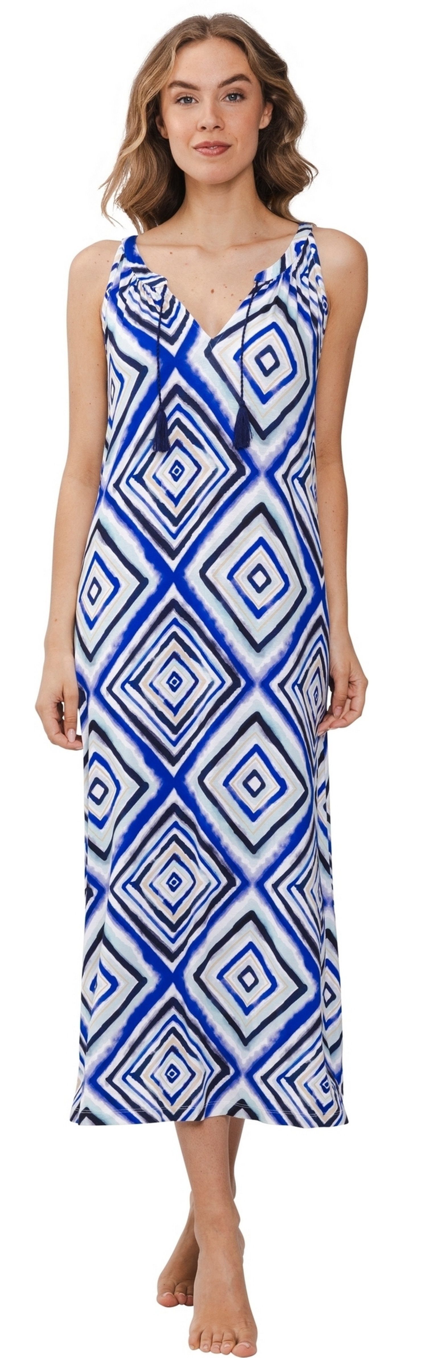 Sommerkleid Damen Sommer Maxi Kleid lang ohne Arm