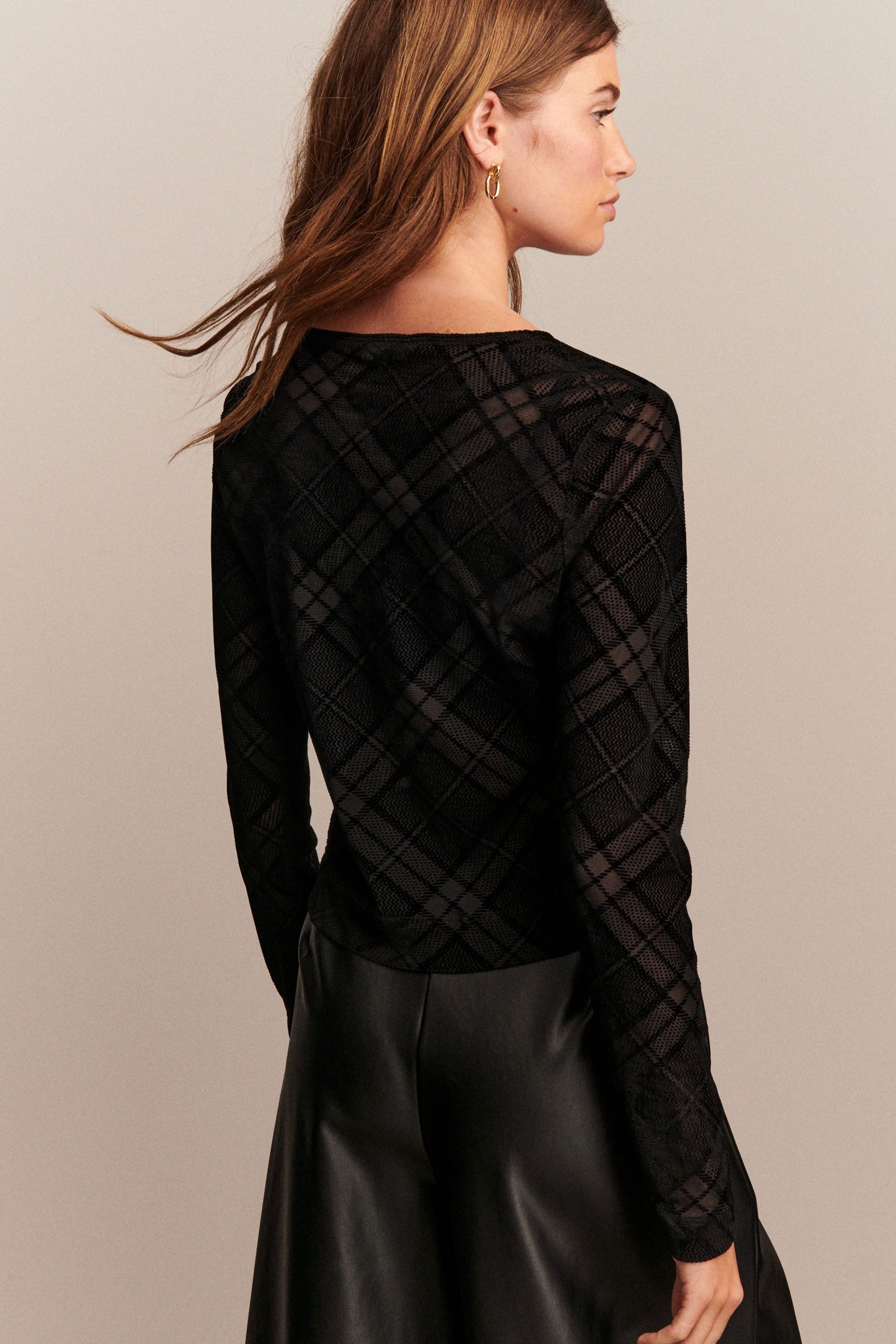 Next Strickjacke Beflockte langärmlige Strickjacke mit Netzdetails (1-tlg) günstig online kaufen