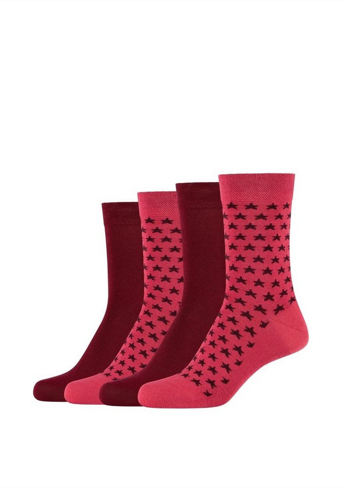 Camano Socken Socken 4er Pack, Keine Druckstellen dank softer,  handgekettelter Zehennähte