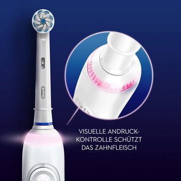 Oral-B Elektrische Zahnbürste Smart Sensitiv, Aufsteckbürsten: 1 St., bestehend aus 1 elektrischen Zahnbürste mit Ladestation, visuelle-Andruck-Kontrolle, App, Coaching, Echtzeit