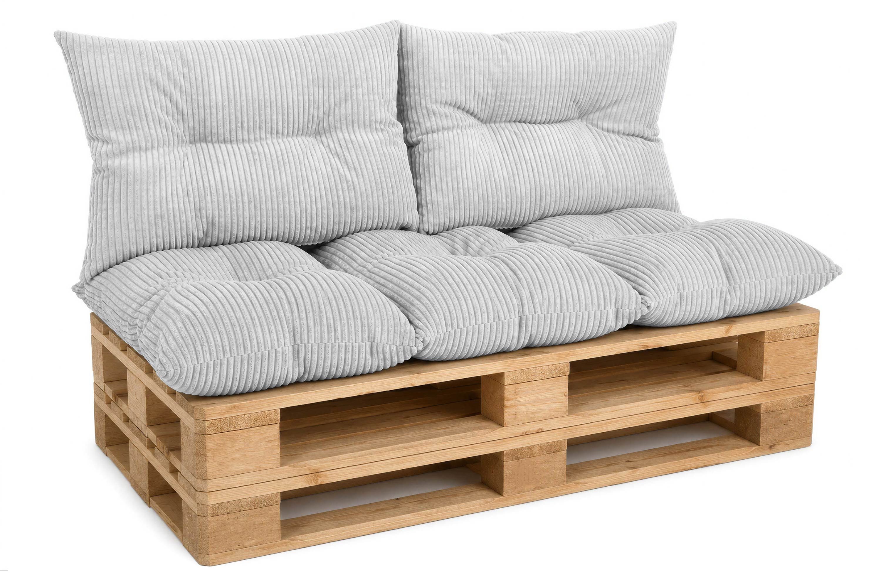 Amilian Palettenkissen Palettenauflagen Set 3-tlg., 120x80 cm + 2x 40x60 cm, für Palettenmöbel, Balkon, Terrasse und Wohnbereich