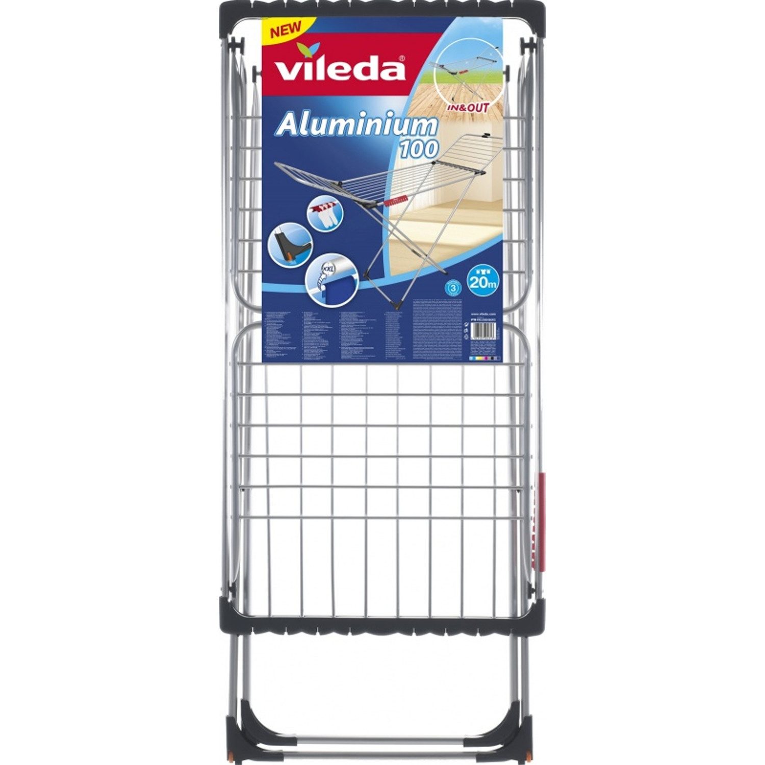 Vileda Flügelwäschetrockner Aluminium 100 Trockner, Resistent gegen Rost und raue Wetterbedingungen