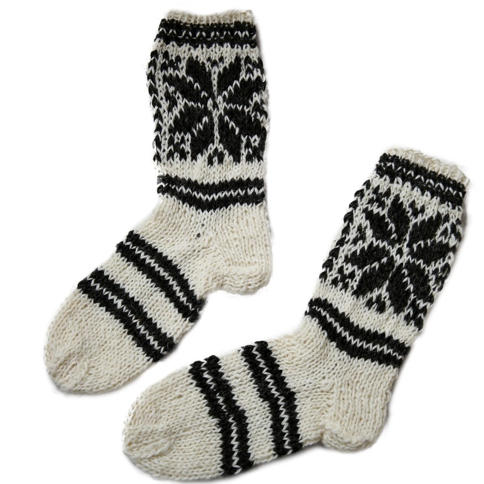 Hollert Haussocken Damen Wollsocken Stricksocken Handgestrickte Socken aus  100% Schafwolle 1 Stern Modell 1
