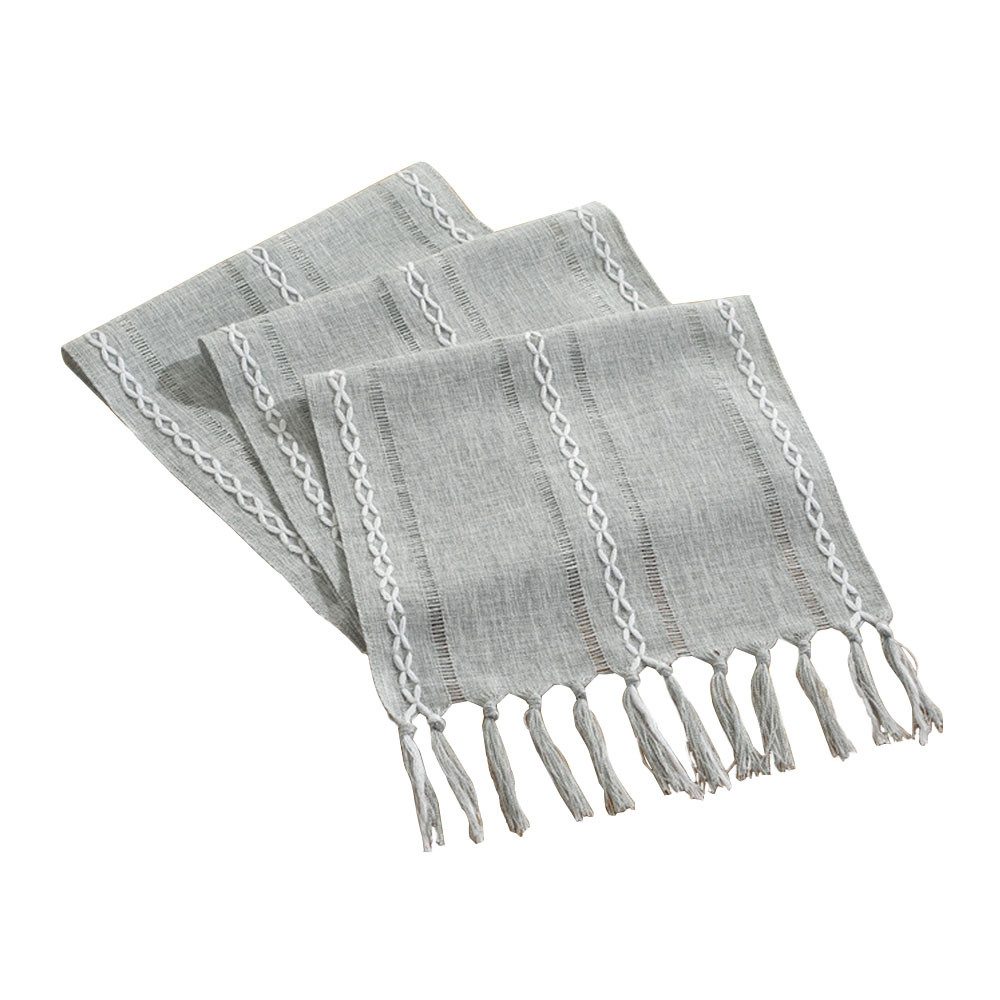 NUODWELL Tischläufer Boho Creme Landhausstil Quasten günstig online kaufen