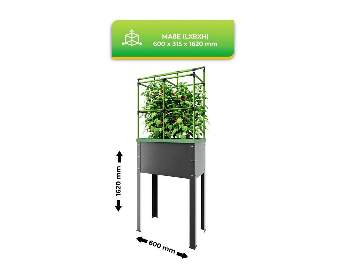Thumbnail - Bio Green Hochbeet Hochbeet "Heidelberg" aus Metall auf Stelzen mit Rankgitter