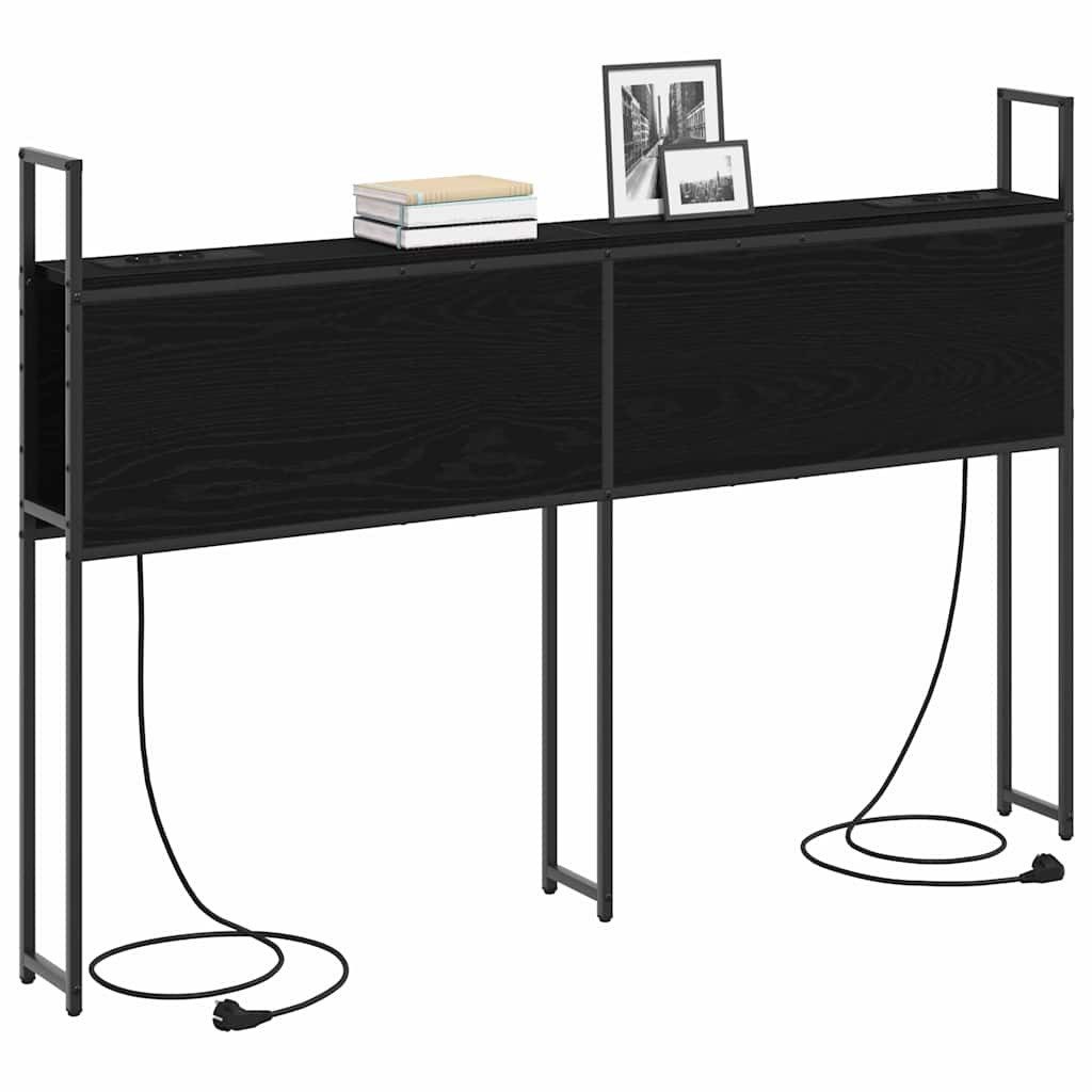vidaXL Bett Kopfteil mit Stauraum mit Ladestation Schwarz Eichen-Optik (1-tlg) – Bild 3 von 5