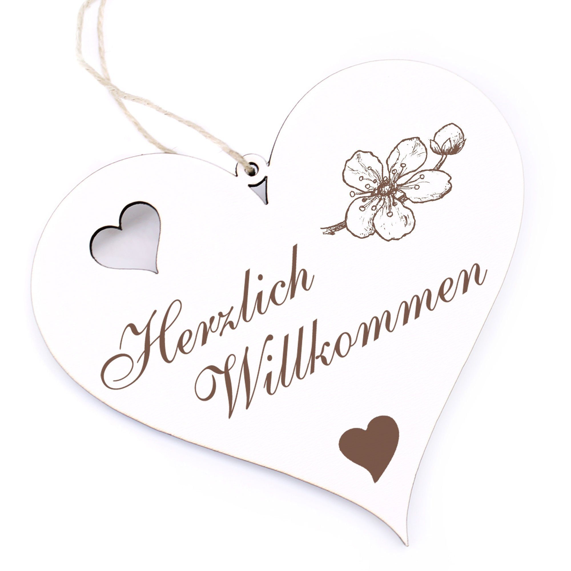Dekolando Hängedekoration Kirschblüte - Willkommen - 13x12cm Herzlich