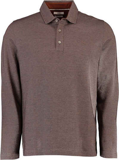 Brax Poloshirt BRAX Langarm-Polo-Shirt Prescot braun Easy-Care