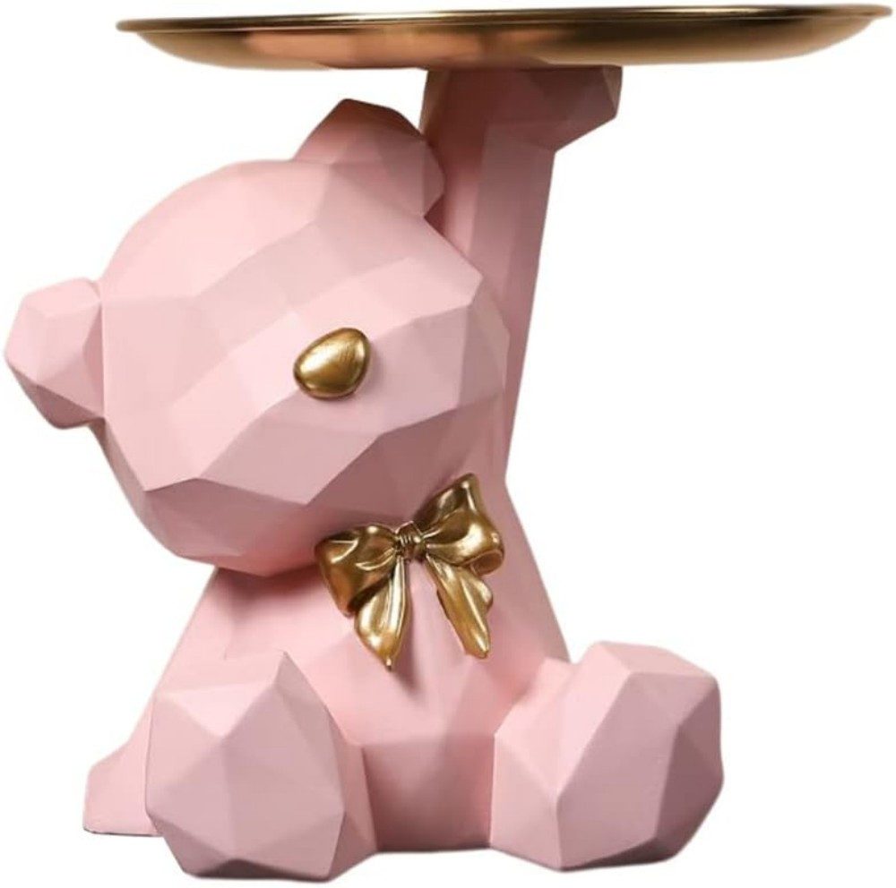 Tierfigur Bär Deko Bär Skulptur Deko mit Tablett Bären Tablett Deko