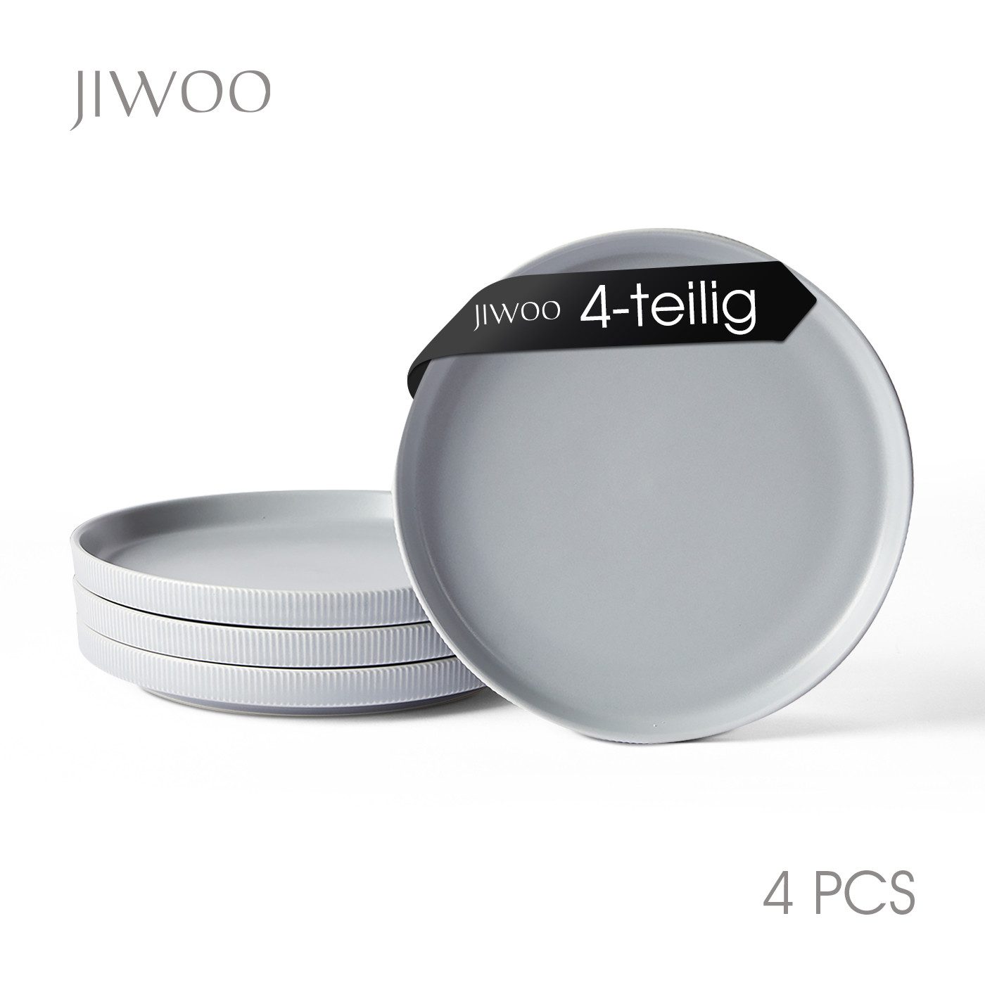 JIWOO Тарелки 4er,Ø21.3cm,Salatteller,Dessertteller,Vorspeisenteller,Brotteller, (4 St), Keramik,Mattglas,Mikrowellen-und spülmaschinenfest,Stapelbares,Ø21.3cm