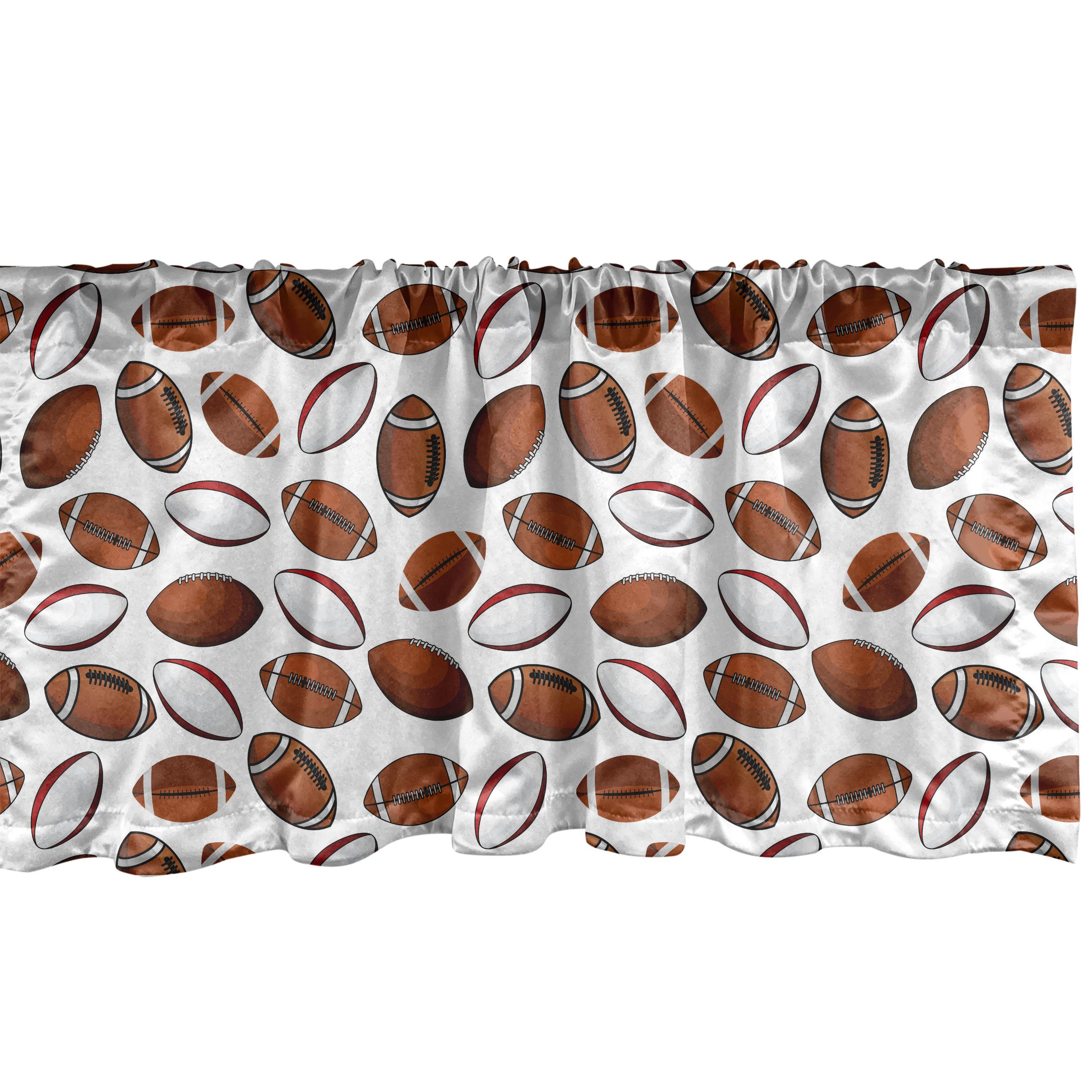 Scheibengardine Vorhang Volant für Küche Schlafzimmer Dekor mit Stangentasche, Abakuhaus, Microfaser, American Football Rugby Ball