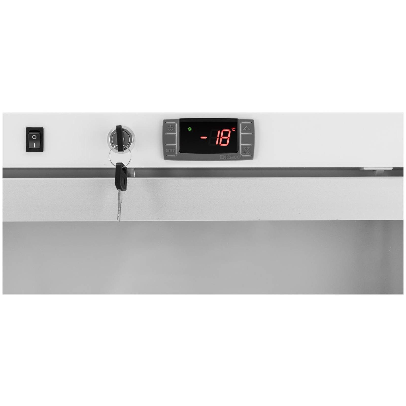 Royal Catering Gefrierschrank RCLK-F590GB, 185 cm hoch, 77.5 cm breit, Gefrierschrank - 580 L - glastür - Silbern - Kältemittel R290