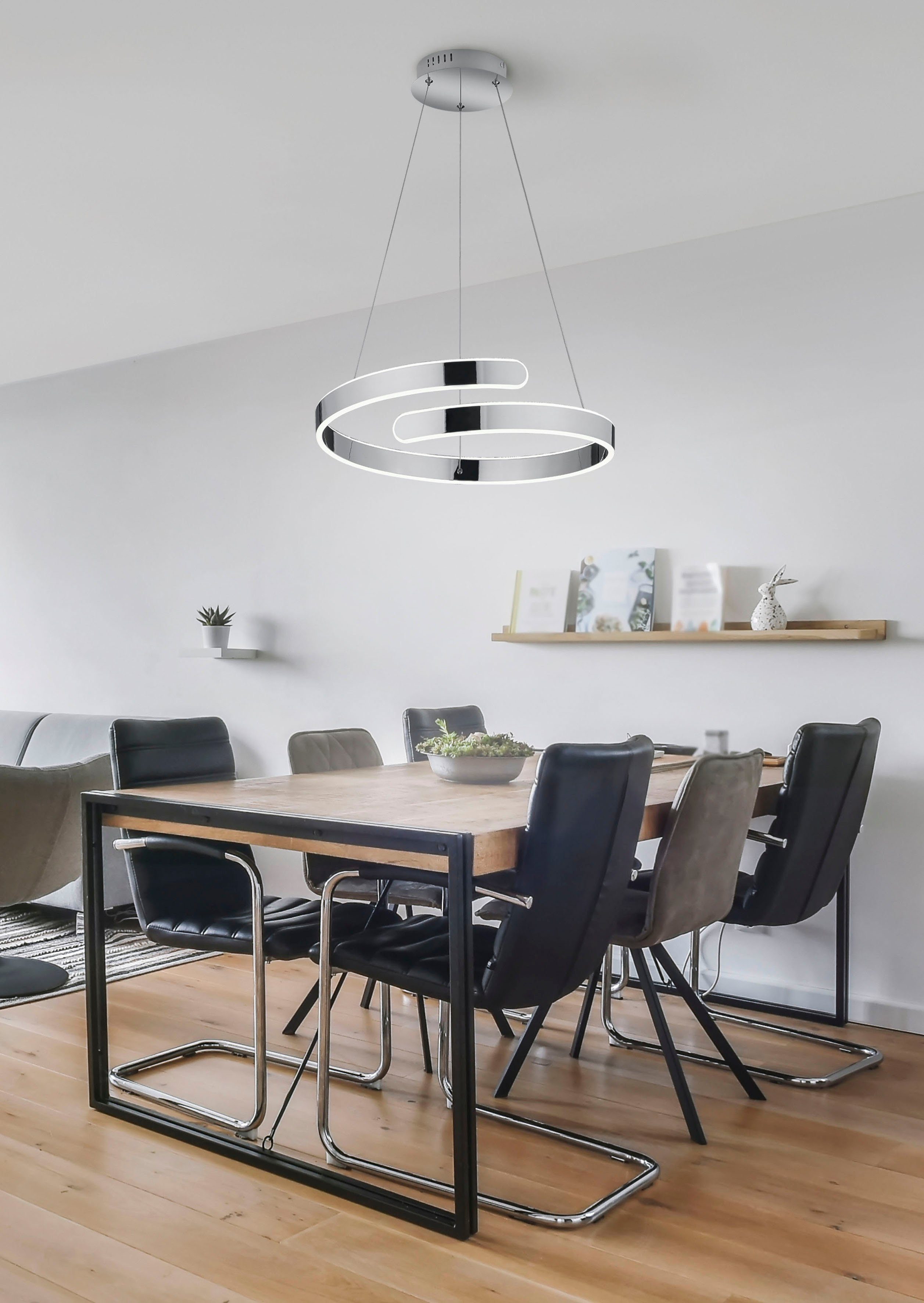 Reality Leuchten LED Pendelleuchte Parma, Dimmfunktion, mehrere Helligkeitsstufen, LED fest integriert, Neutralweiß, Hängelampe neutralweiß 4000K, 4500 Lumen 37W, dimmbar höhenverstellbar