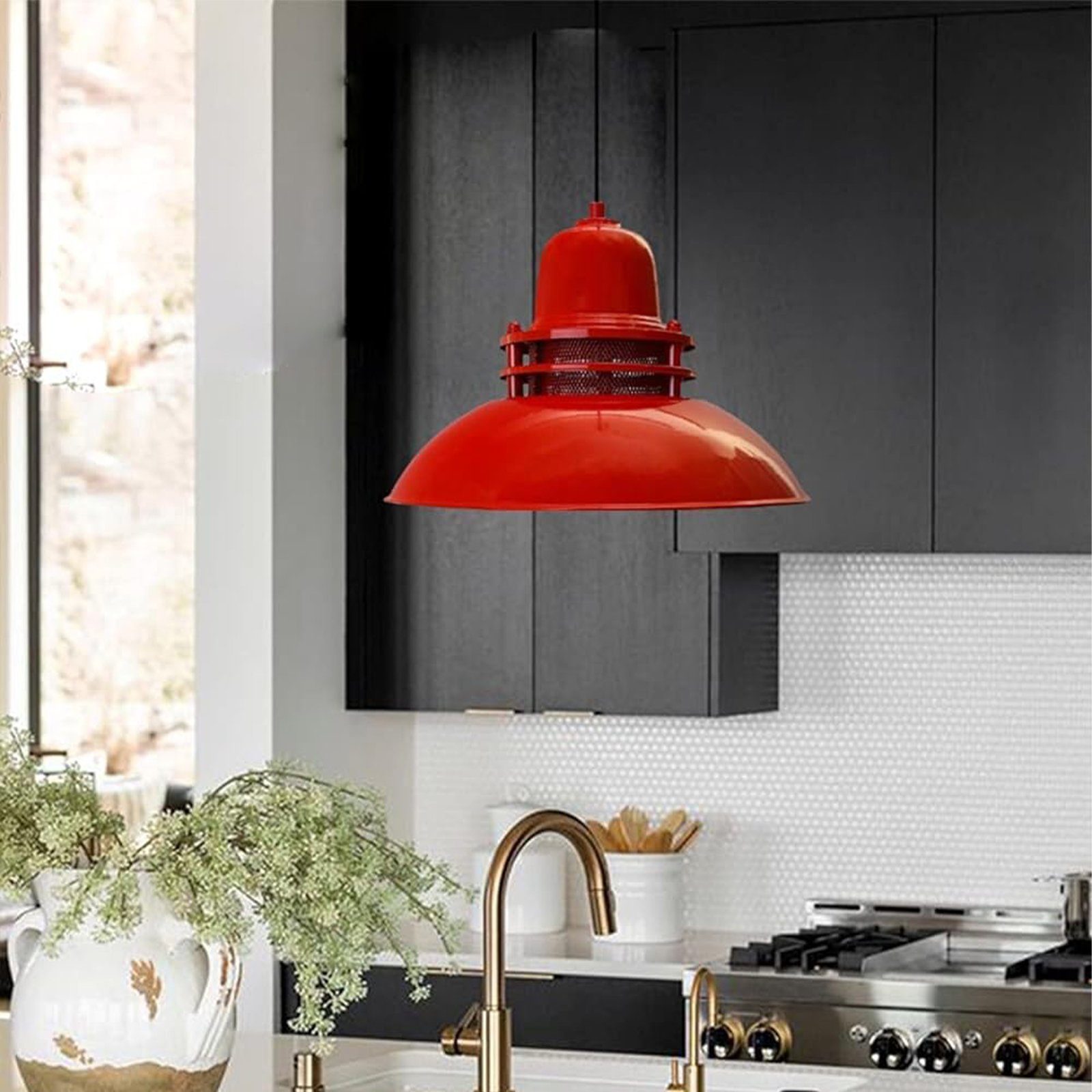 Bamyum Pendelleuchte Bamyum Hängelampe Metall Ø34 cm E27 Retro Lampe, ohne Leuchtmittel – Bild 5 von 5