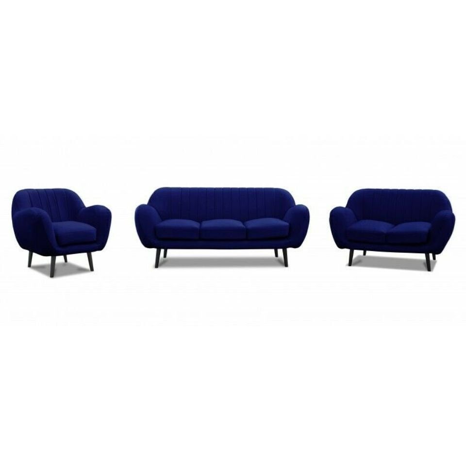 Couch Polster Wohnzimmer, | Europe Sofas in Made Sofa JVmoebel Couchen Sofagarnitur Rote Blau Blau 3+2+1 Blau |