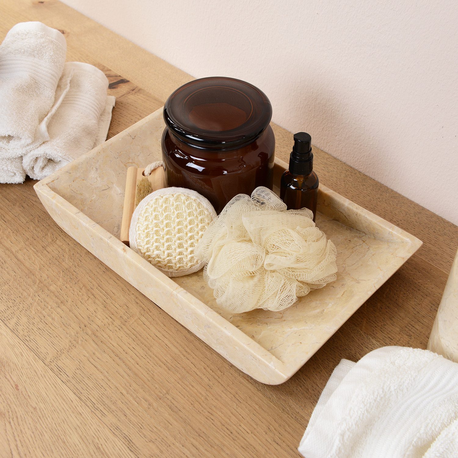 wohnfreuden Dekoschale Marmor Schale rechteckig creme 30 cm, 1349 – Bild 3 von 5