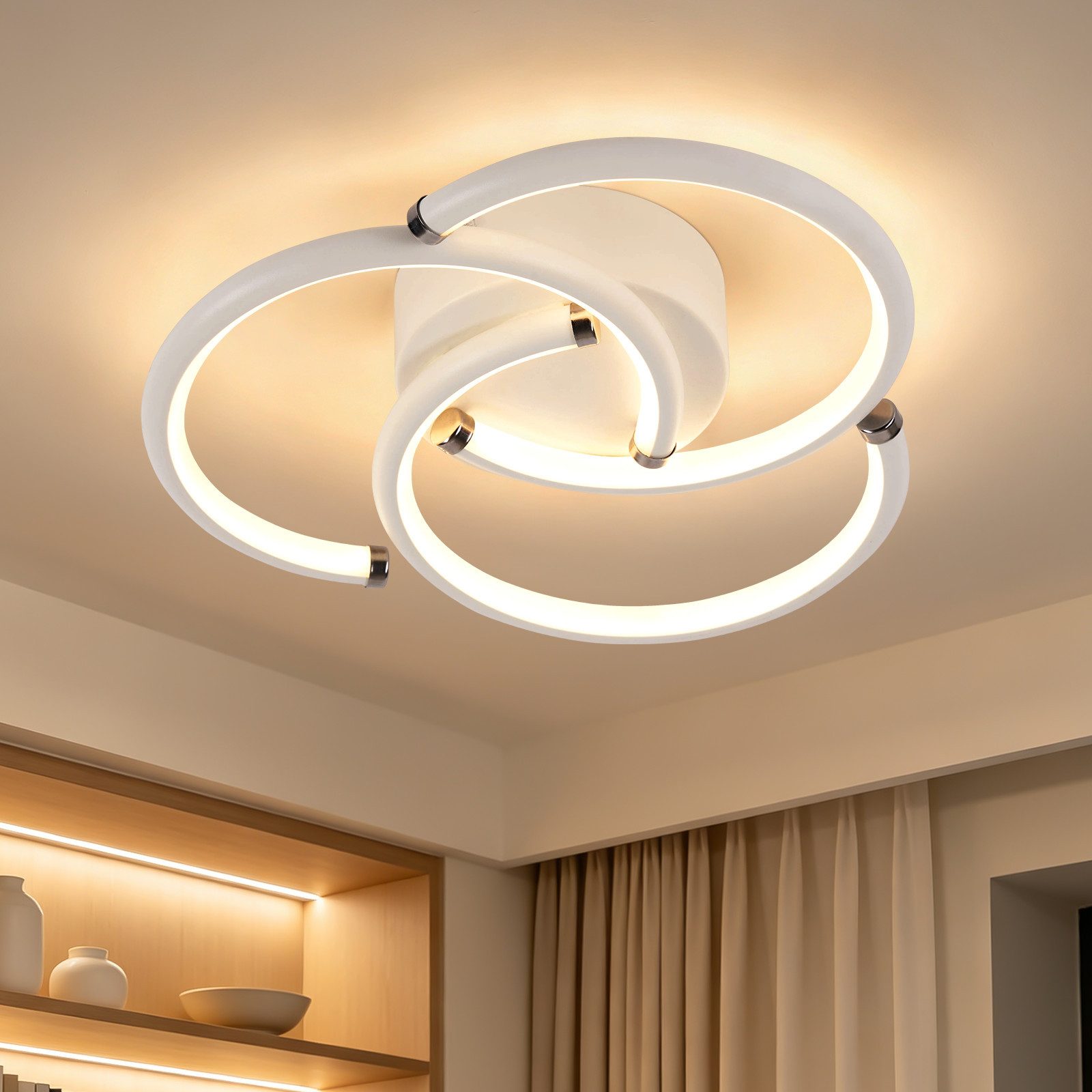 ZMH LED Deckenleuchte Moderne LED-Deckenleuchte im runden Design weiß 24 W 3000 K, LED fest integriert, Moderne Küchendeckenleuchte, weißer runder Lichtring, 24 Watt