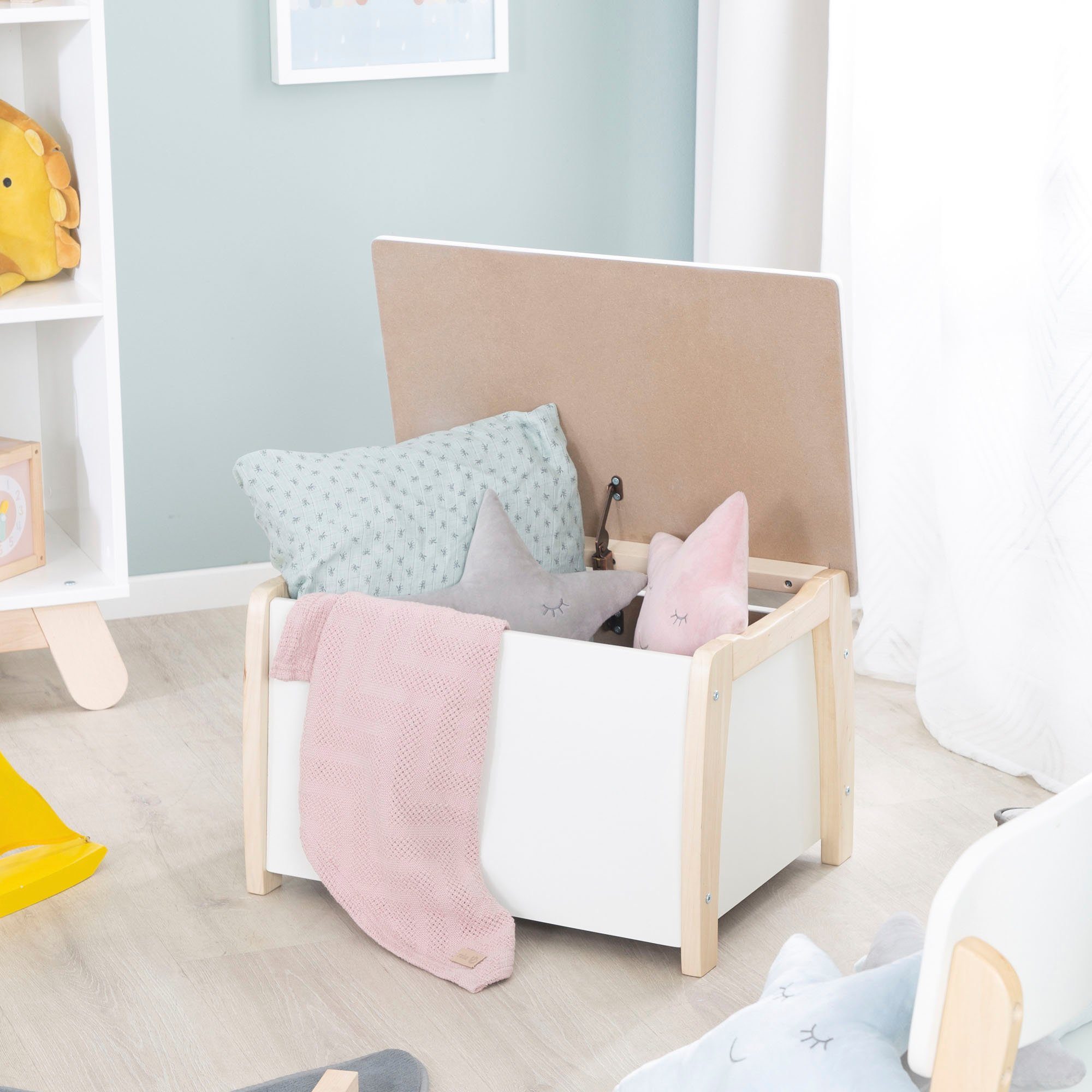 roba® Truhe fürs lackiert, Deckelbremse; Kinderzimmer mit weiß