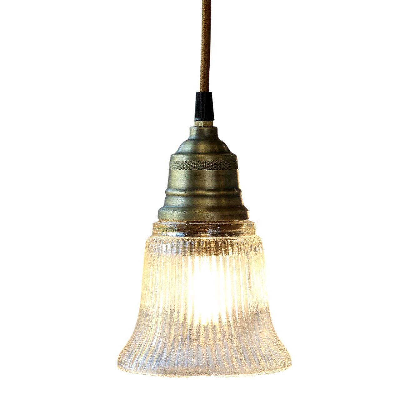 Vintagehaus Hängeleuchte Vintage Hängelampe Jardin Glas Messingfassung Modell 2 Klarglas